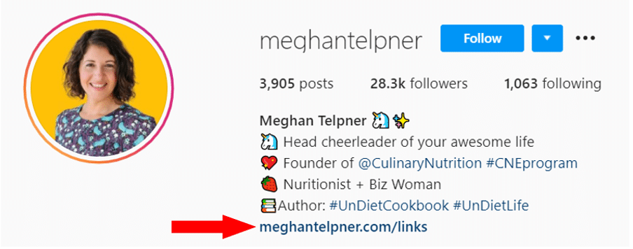 Meghan Telpner Instagram link tree account