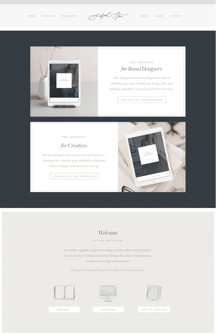 Sarah Ann Design Instagram link tree