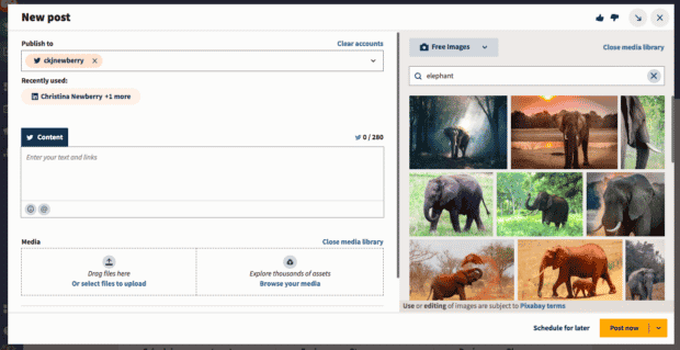 new post on Hootsuite media library free images