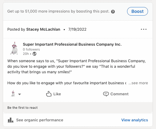 click on Boost button above LinkedIn post