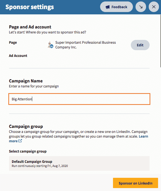 Campaign Name and Campaign Group