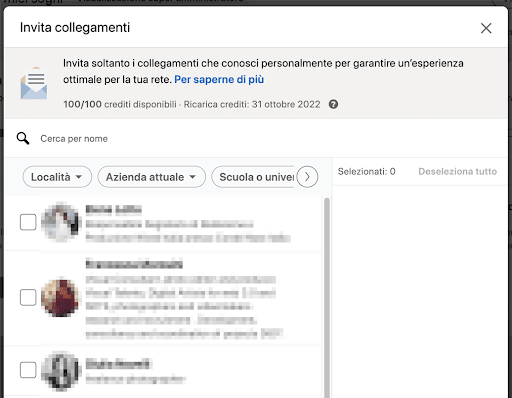 invita i contatti a condividere