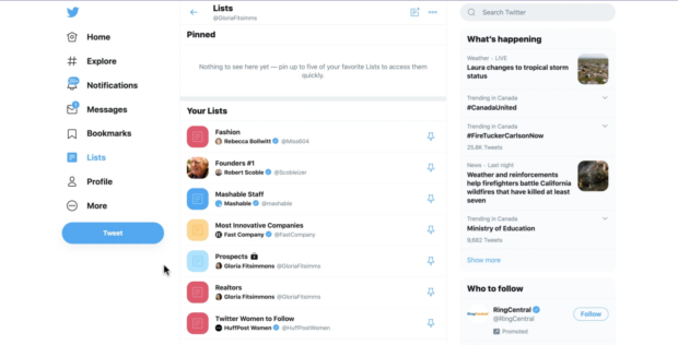 Twitter-Listen zur Content-Beobachtung ausgewählter Accounts