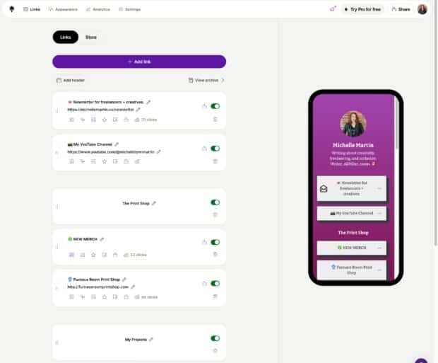 Linktree landing page generator