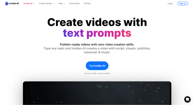 créez des vidéos dans Invideo grâce à des prompts textuels