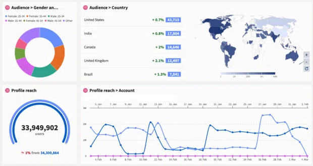 Daten zur Zielgruppe in Hootsuite Analytics