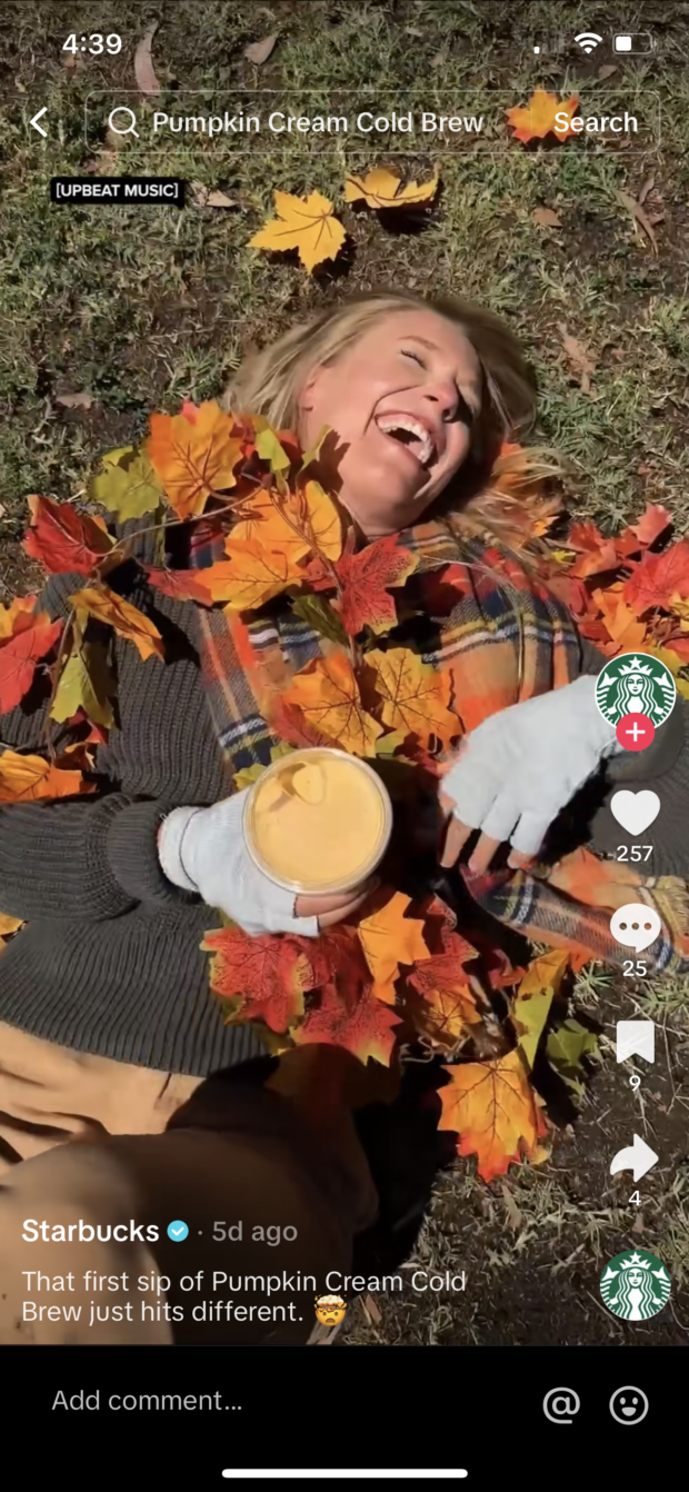 Starbucks pumpkin cream cold brew TikTok