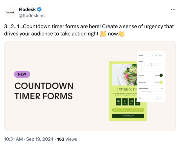 Flodesk countdown timer forms