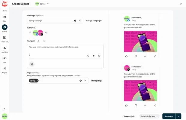 Hootsuite create a post