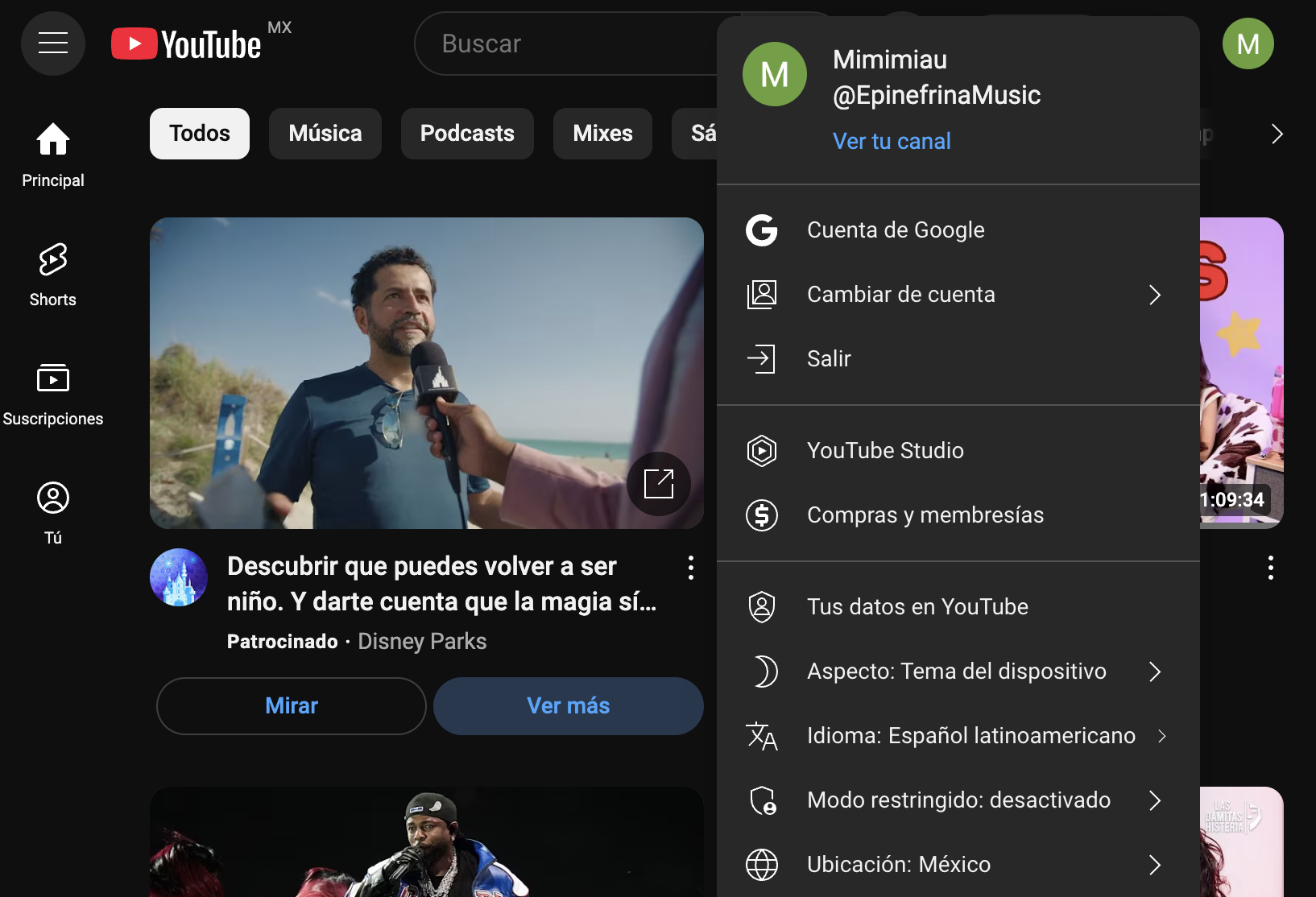 Abre YouTube Studio