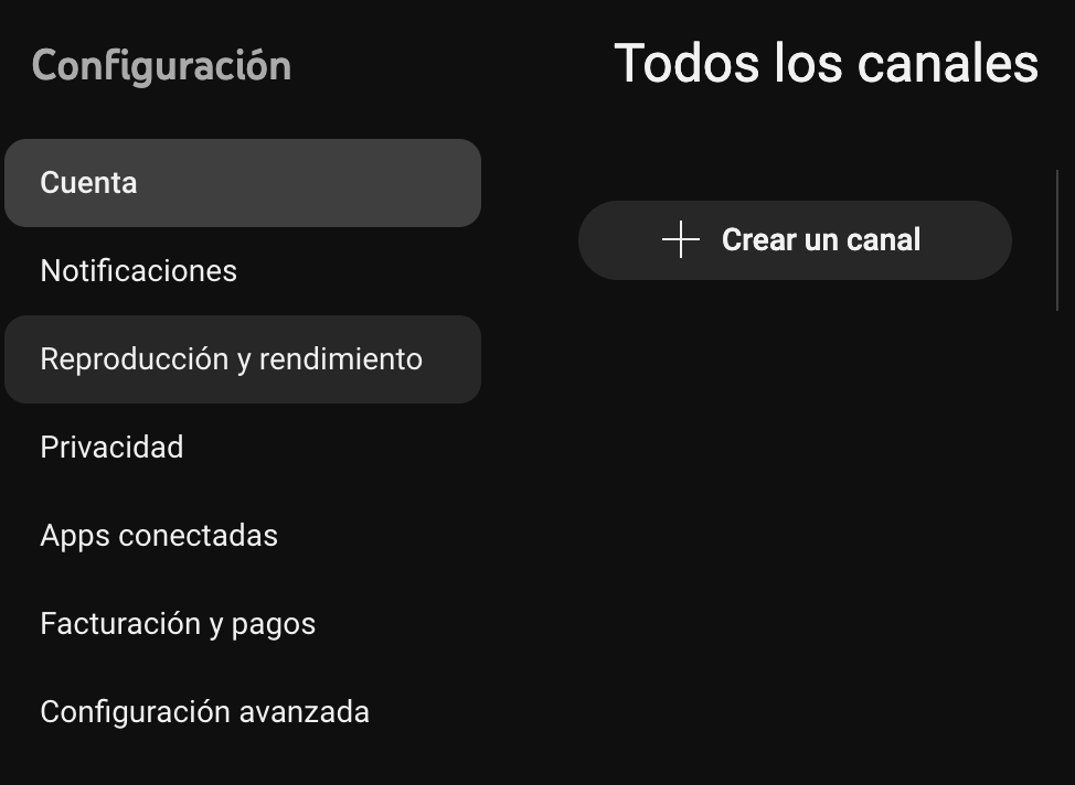 Haz clic en Crear un canal