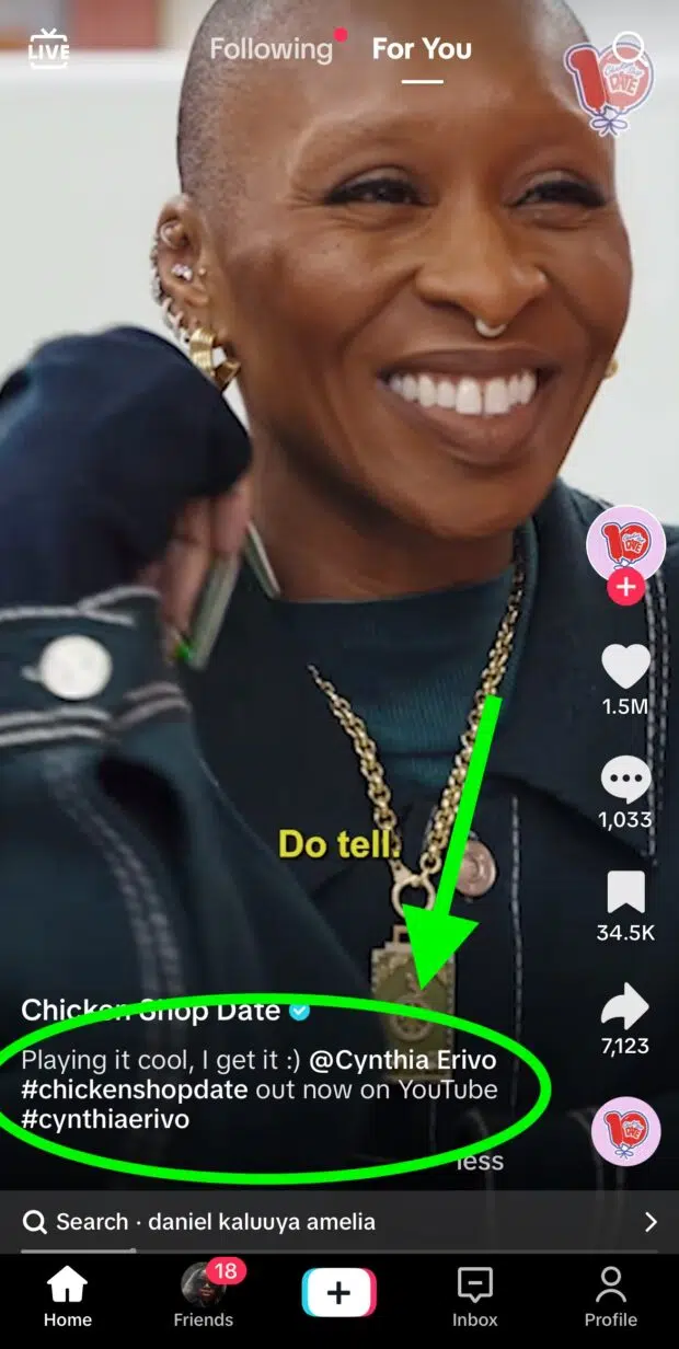 Chicken Shop Date TikTok caption