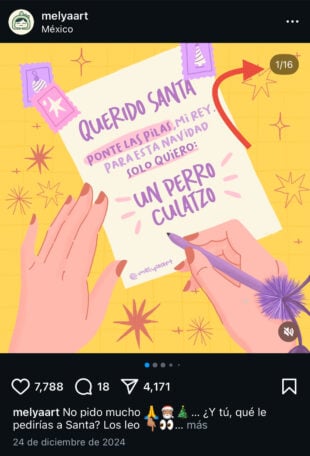 esquina superior derecha que muestra el recuento de carrusel en Instagram